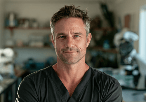 Dr Tom Ashcroft in his veterinary clinic